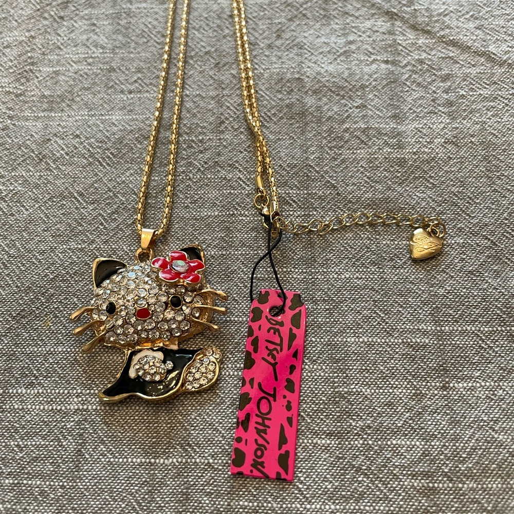 Betsey Johnson Gold Cat Pendant Necklace
